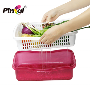 High Quality Stackable Colorful Washing Drain Kitchen Plastic <strong>Basket</strong> <strong>With</strong> <strong>Lid</strong> Oval Washing Bowl Kitchen Colander - Product Image 5