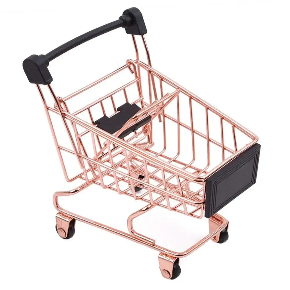 Mini chariot de shopping en or rose, cadeau idéal