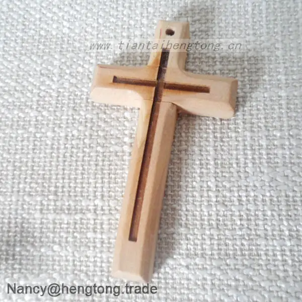 Commercio all'ingrosso unfinished grande inciso in legno crocifisso, religioso collana del rosario del pendente croce di legno