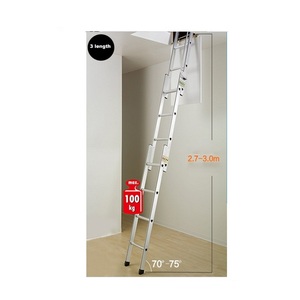 <span class=keywords><strong>Escalera</strong></span> Telescópica de Aluminio para el Hogar, Aprobada por la Norma EN131, con 12 Peldaños - Product Image 1