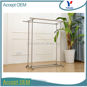 Estante rodante para ropa, colgador de acero plateado, estante seco para tela - Product Image 3