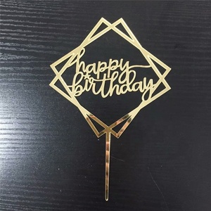 Acrilico su ordinazione di trasporto Happy Birthday Cake Topper <span class=keywords><strong>Per</strong></span> Il Compleanno Decorazione Del Partito - Product Image 1