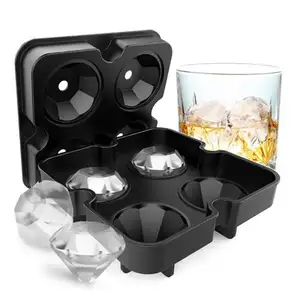 4 khoang kim cương hình dạng Silicone Ice Maker cho lạnh whisky