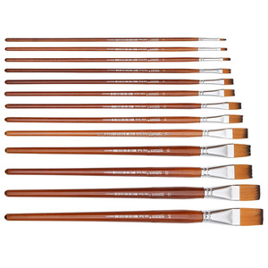 13 pièces/ensemble artiste pinceau Long manche Nylon cheveux forme plate pour huile <span class=keywords><strong>aquarelle</strong></span> acrylique <span class=keywords><strong>peinture</strong></span> pinceau Art fournitures - Product Image 3