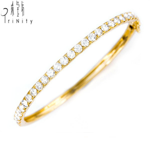 กำไลทอง18K ลายเพชรกลมเรียบง่ายคลาสสิกแฟชั่นขายดี - Product Image 3