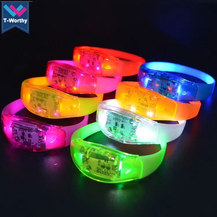 T-worthy Event Light Up Led Bracelet Silicone Sound Activated Led Bracelet For Party