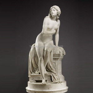 Hoge Kwaliteit Schoonheid Sexy Naakte Zitten Vrouw Art Carving Witte Steen Naakt Meisje Standbeeld - Product Image 5