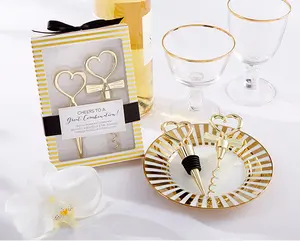 Casamento favores presentes zinco liga dourado par inato de abridores de garrafa casamento lembrança presentes para convidados