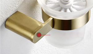 Moderna Spazzola per WC in <span class=keywords><strong>Acciaio</strong></span> Inox Spazzolato Oro con Supporto a Parete per Accessori <span class=keywords><strong>Bagno</strong></span> - Product Image 3