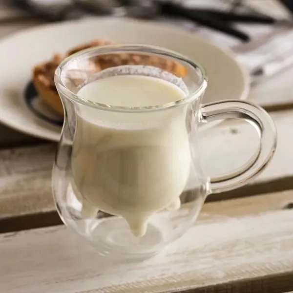 250มิลลิลิตรนมผนังคู่วัวเต้านมแก้วถ้วยนมแก้ว
