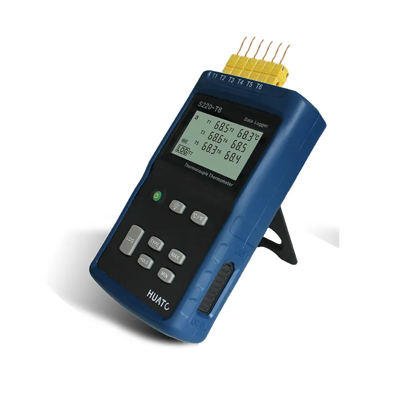 Enregistreur de données de thermocouple à 8 canaux avec différents types de thermocouples