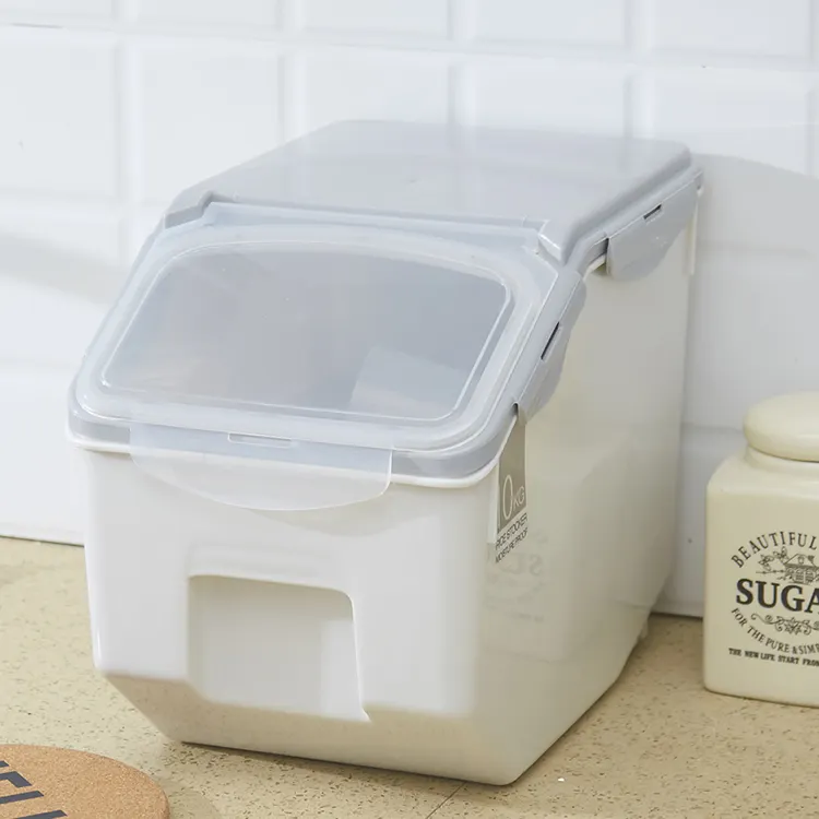 밥 애완 동물 먹이 사용 플라스틱을 위한 저장 상자를 위한 뚜껑 저장 상자 & 궤를 가진 완벽한 중국 가루 설탕 밥 콘테이너 10 Kg