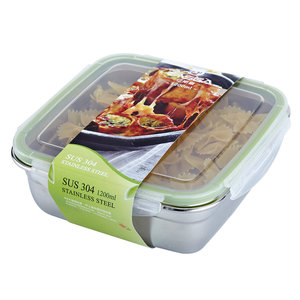 Récipient alimentaire empilable pour le stockage des aliments, forme Rectangle, sans BPA, en acier inoxydable, avec serrure - Product Image 1