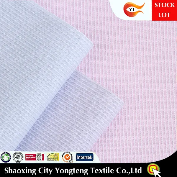 Stock High Density Poly Cotton Dobby Stripe Fabric For Office Shirt