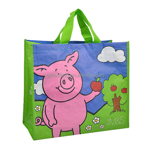 Diseño encantador cerdo impreso pp tejida reciclar animal bolsa de compras - Product Image 1