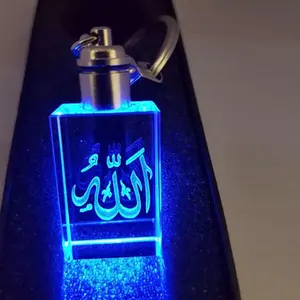 Wholesale LED Crystal Keychains Custom Beautiful Crystal Muslim Keychain For Wedding Favors