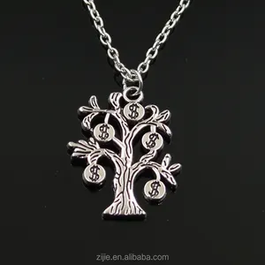 Ожерелье с подвеской в виде дерева, металлическая подвеска в виде денежной елки, модное ожерелье, ювелирные изделия