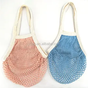 New design store durable Mix color cotton mesh handle bag