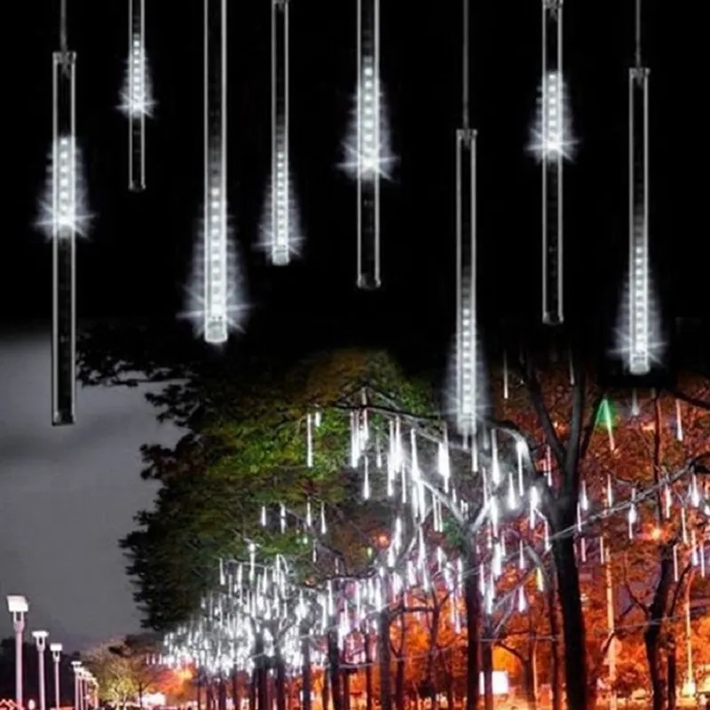 Tira de luces LED de lluvia de 30/50cm para lluvia de meteoritos, para vacaciones en/exterior, jardín, Patio, decoración de fiesta de navidad