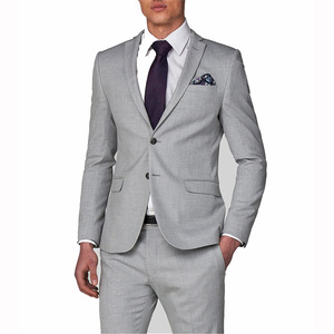 Wholesale light grey coat pant men suit 