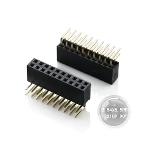 Vrouw box header contact 2.54 pitch 20 pins 90 graden Dual Rijen PCB Connectoren