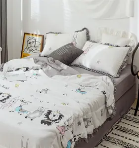 Großhandel antie moskito net kinder-Cartoon Kinder bedruckte Baumwoll decke Einzel bett Quilt Polyester Bettdecke Set