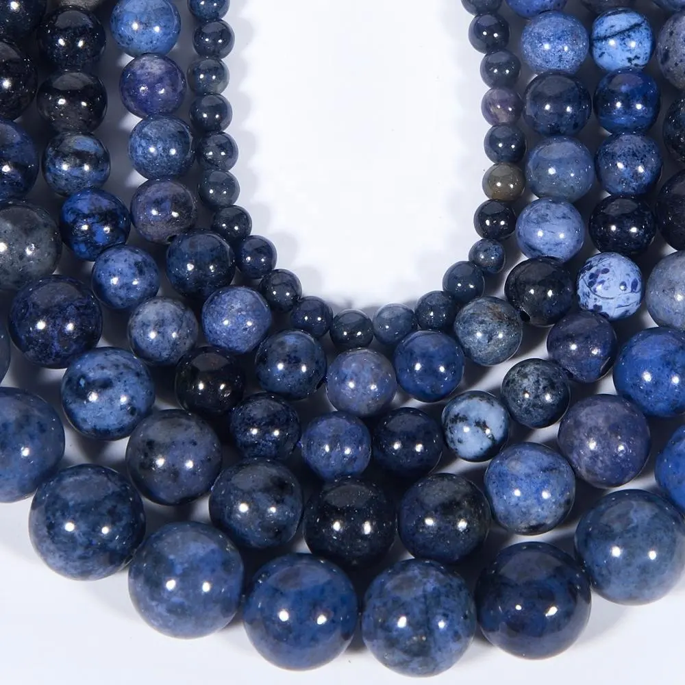 Hot Selling Perlen für Schmuck herstellung natürliche glatte blaue Dumortierit Edelstein lose Perlen 4mm 6mm 8mm 10mm