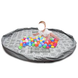 Tapis de jeu et sac de rangement des jouets pour enfants, tapis de jeu étanche avec cordon pour rangement des petits et moyens jouets Lego