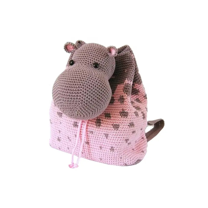लवली नवीनता मिनी हस्तनिर्मित बुना हुआ बच्चों बैग कपास यार्न Crochet पशु दरियाई घोड़ा बैग