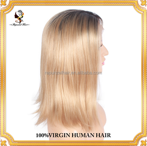 Perruque courte bob à dentelle frontale QDRapunzel, aspect naturel, synthétique, blonde ombrée, pour femmes, fibre résistante à la chaleur - Product Image 4