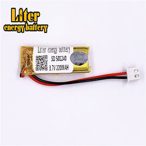 Stecker 2,5-2 P <span class=keywords><strong>3</strong></span>,7 V 501240 220 mah Wiederaufladbare kleine lipo batterie mit CE, UL, für bluetooth headset - Product Image 2