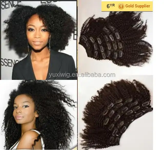 2015 beliebteste Afro verworrene lockige Haar verlängerung natürliche schwarze Clip in Haar verlängerungen für afro amerikanische Frauen