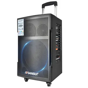 Wholesale SANSUI SG3-15 15" wooden box outdoor blue tooth wireless karaoke trolley speaker pa sound system