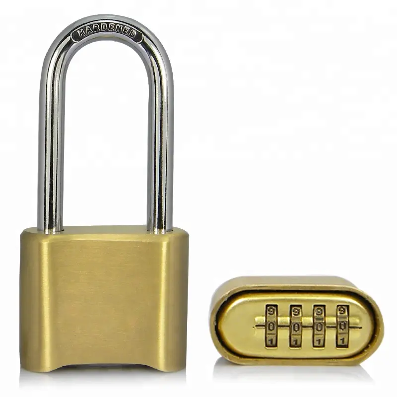 Long Shackle Brass Digital Combination Bottom Code Padlock