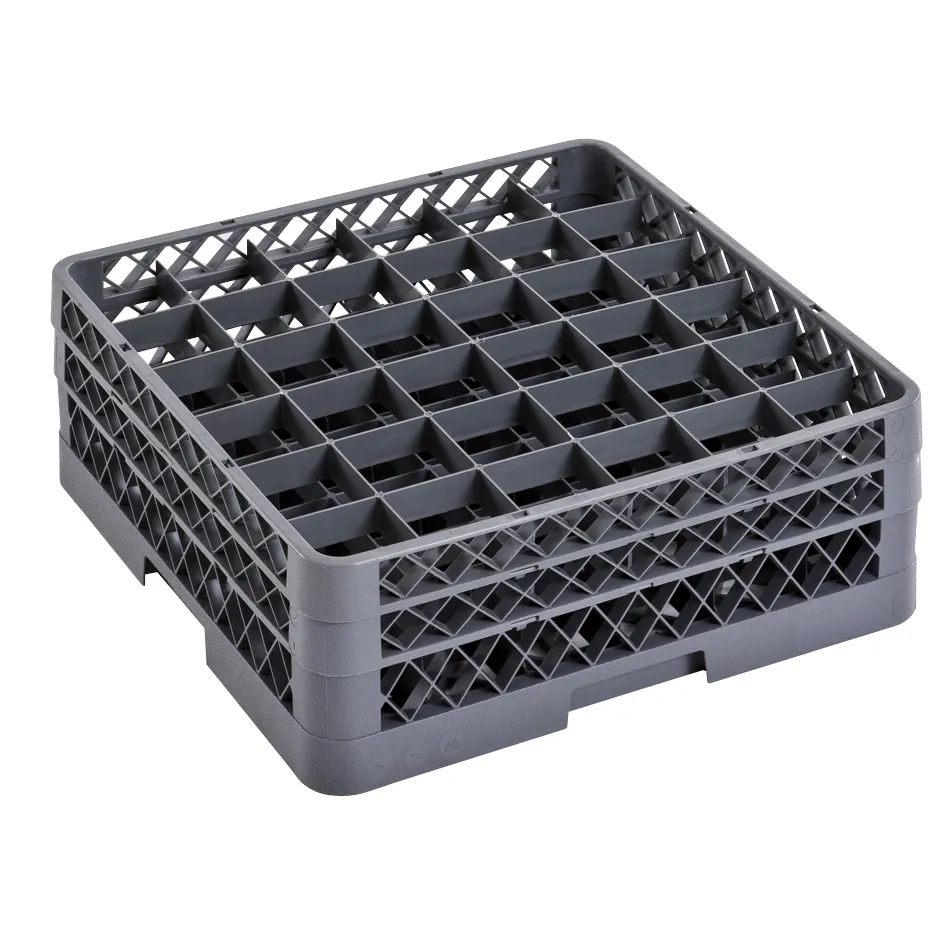 25-Compartment Gray Full-Size Glass Rack