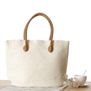 Panier français en paille, panier <span class=keywords><strong>de</strong></span> marché, sac <span class=keywords><strong>de</strong></span> <span class=keywords><strong>plage</strong></span>, panier marocain fait à la main, panier français naturel avec poignée en cuir, sac en raphia et en paille - Product Image 4