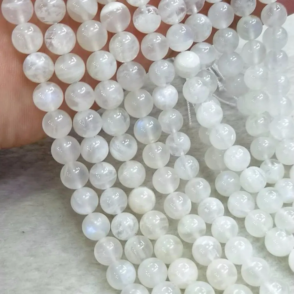 4-12mm Natural Gemstone White Moonstone Loose Beads For Jewelry Making