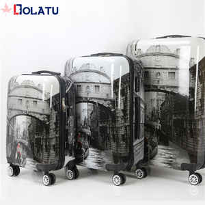 Tùy chỉnh in ABS + PC mở rộng hành lý lớn Xe đẩy túi thương hiệu riêng 3-Piece Vali Set cho du lịch - Product Image 4