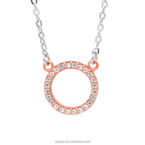 925 Sterling Silver Cubic Zirconia CZ Circle <b>Crystal</b> <b>Necklace</b> Jewelry for Women - Product Image 4