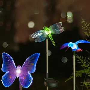 إضاءة مقاومة للماء حديقة الطاقة الشمسية Hummingbird الفراشة اليعسوب الشمسية مصباح حديقة
