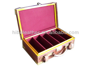 Koperen Jachtuitrusting Doos Eikenhout Met Lederen Zakjes En Holsters Voor Pistoolkoffer - Product Image 4