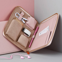 Étui de voyage en cuir véritable personnalisé pour accessoires électroniques, sac de rangement pour accessoires numériques, porte-cartes, porte-passeport, organiseur