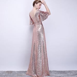 Graziosa signora luccicante con paillettes <span class=keywords><strong>da</strong></span> <span class=keywords><strong>sera</strong></span> maniche luccicanti <span class=keywords><strong>abito</strong></span> <span class=keywords><strong>da</strong></span> <span class=keywords><strong>sera</strong></span> con paillettes - Product Image 2