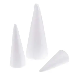 Cono de poliestireno para manualidades, resistente al agua cono de espuma de poliestireno, Blanco decorativo, para decoración de árbol de Navidad