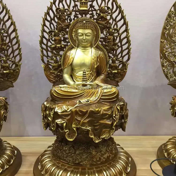 life size decoration bronze golden color sitting buddha statue for religious church