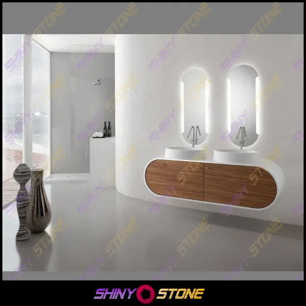 Circular en forma de anillo montado en la pared de mármol artificial en el cuarto de baño del Gabinete de la vanidad