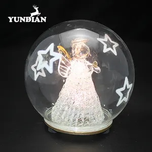 Factory wholesale lighted color changing clear round glass ball bauble with angel inside