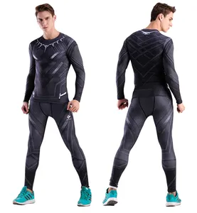 Wholesale running digital print sport set men custom clothes gym sports suit costume for adult