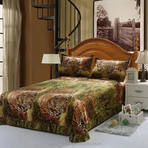 4-Stuks Borduren Luipaard Beddengoed Set Kingsize Queen Size Tiger Bed Set Dekbedovertrek Goedkope Laken BS54