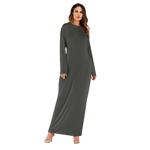9099 # abbigliamento a maniche lunghe modello morbido di cotone tessuto taglie forti gonne abito lungo donna - Product Image 2
